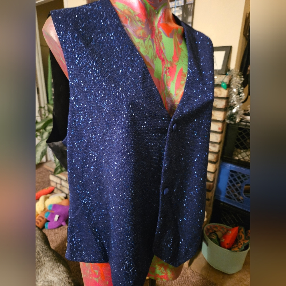 Stage Accent Performance Appeal Blue Sparkle Vest